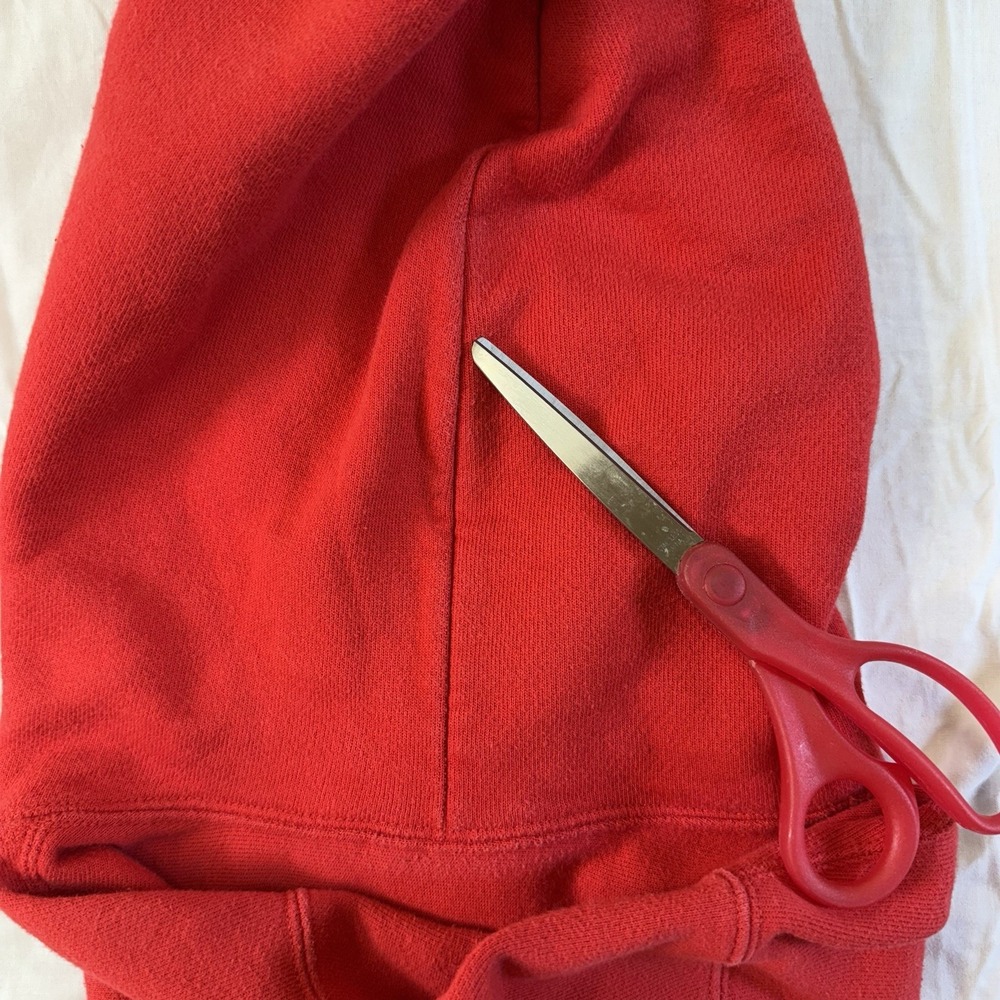 Vintage 90S Champion Cotton Weave Hoodie Men's Or women's Embroidered Y2K Red - Picture 16 of 16
